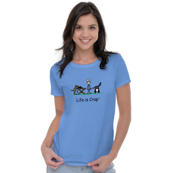 Sneaky Dog Eating BBQ Funny Grilling Women's T Shirt Ladies Tee Brisco Brands S