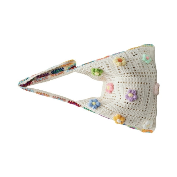 Embroidered Beach Bag Bohemian Crochet Shoulder Bag Knitted Crossbody Purse