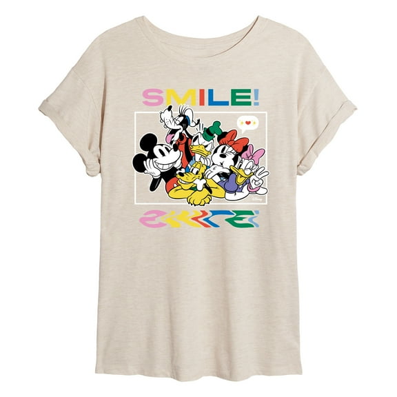 Disney - Mickey, Pluto, Minnie, Donald Duck, Goofy & Daisy - Crowded Photo - Women's Oversized T-Shirt