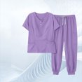 thumbnail image 5 of Stretch Workwear Uniform High Quality Scrubs Medical Uniform Plus Size Surgical Uniforms Scrubs for Women Light Purple XL, 5 of 6