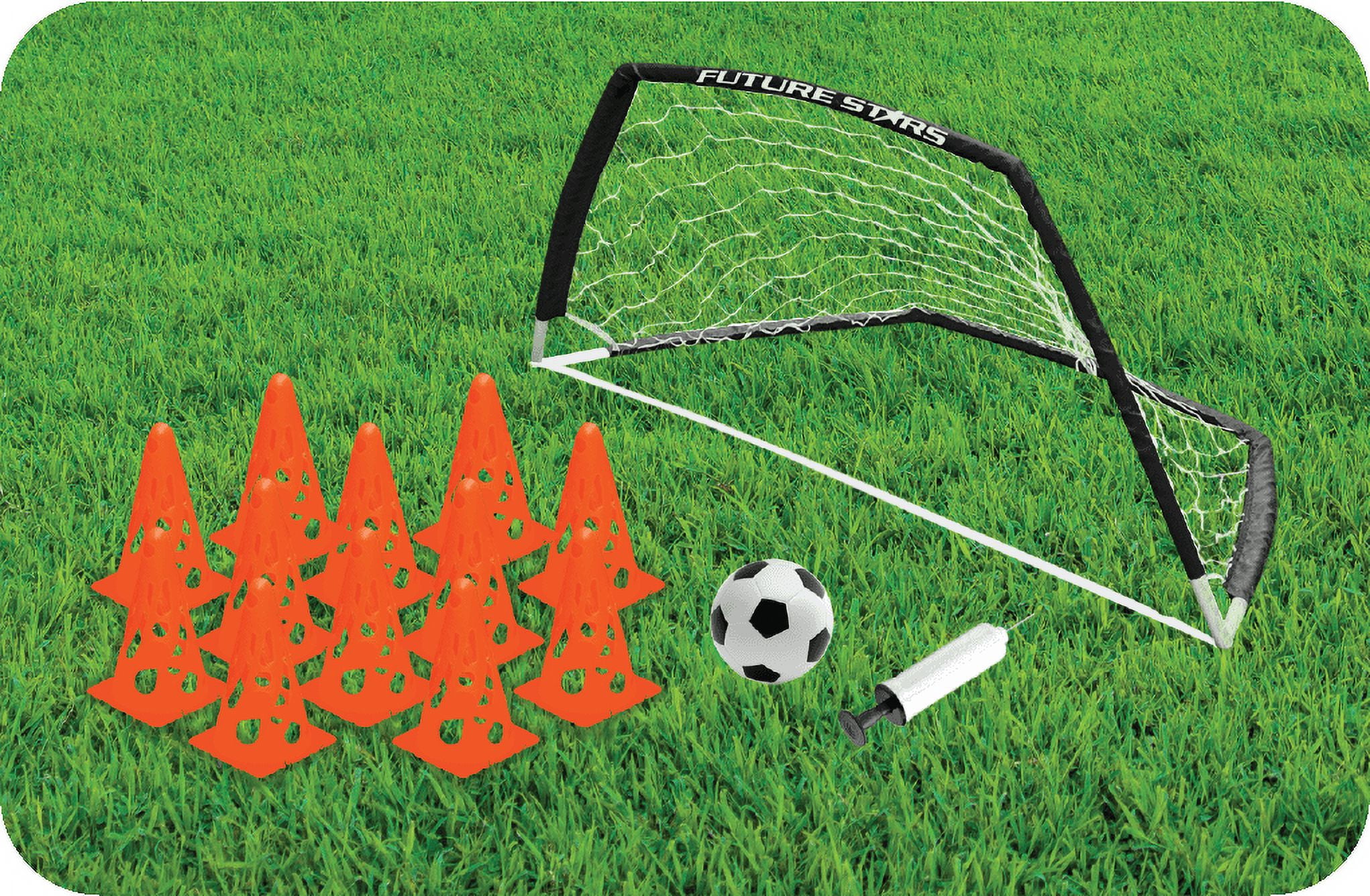 Future Stars Soccer Set with 1 4ft Soccer Net, 12 Orange Cones, 1 Junior Soccer Ball and Pump