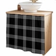 thumbnail image 2 of Black Checkered Cabinet Curtains 35"W x 35"L, Farmhouse Buffalo Plaid Modern Sink Skirt for Bathroom Vanity Kitchen Self Adhesive, Dust-Proof Privacy Curtain for Shelves Closet Laundry Room Pantry, 2 of 9