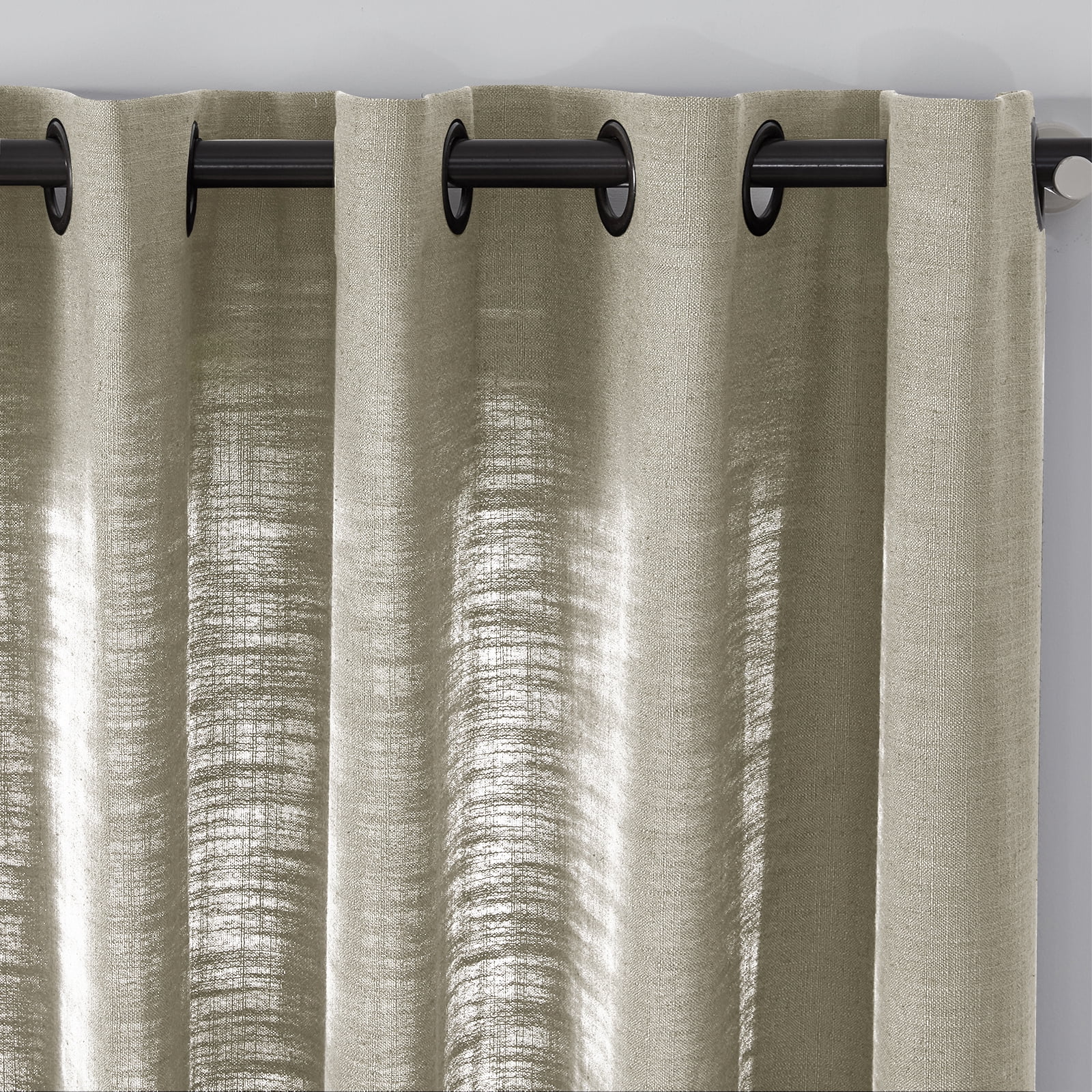 TWOPAGES Room Darkening Grommet Drape Linen Blend Curtain for Kids Room, 1 Panel, 52"x63", Grey Beige