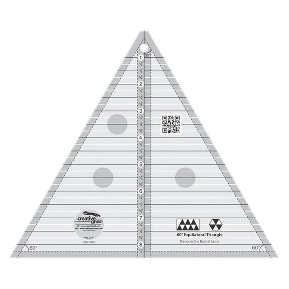 60 Degree Triangle 8-1/2in Quilt Ruler – CGRT60 – Made in USA, 8-1/2in x 10-1/4in, Non-Slip Grip Acrylic Quilting, Sewing, Crafting, Patchwork Ruler & Template