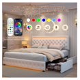 Queen Led Bed Frame with 4 Storage Drawers, with Smart Control RGBW LED