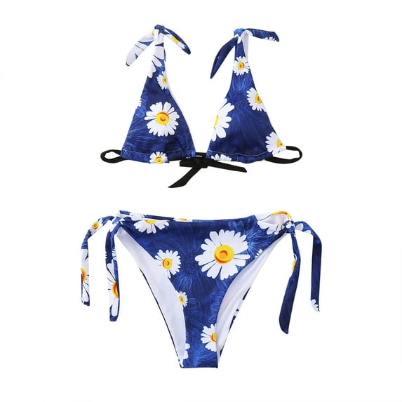 QLEICOM Womens Swimsuits Tummy Control Plus Size Swimsuit Coverup Bandeau Bandage Bikini Set Push-Up Brazilian Swimwear Beachwear Swimsuit Blue M