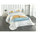 thumbnail image 3 of Ambesonne Golden Retriever Quilted Bedspread Set 3 Pcs, Sleeping Puppy, Queen Size, Pale Orange Pale Blue, 3 of 5