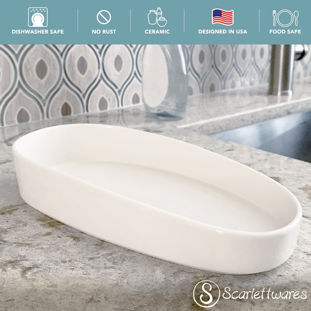 Scarlettwares Ceramic Dish Soap And Sponge Holder Tray Kitchen Tray