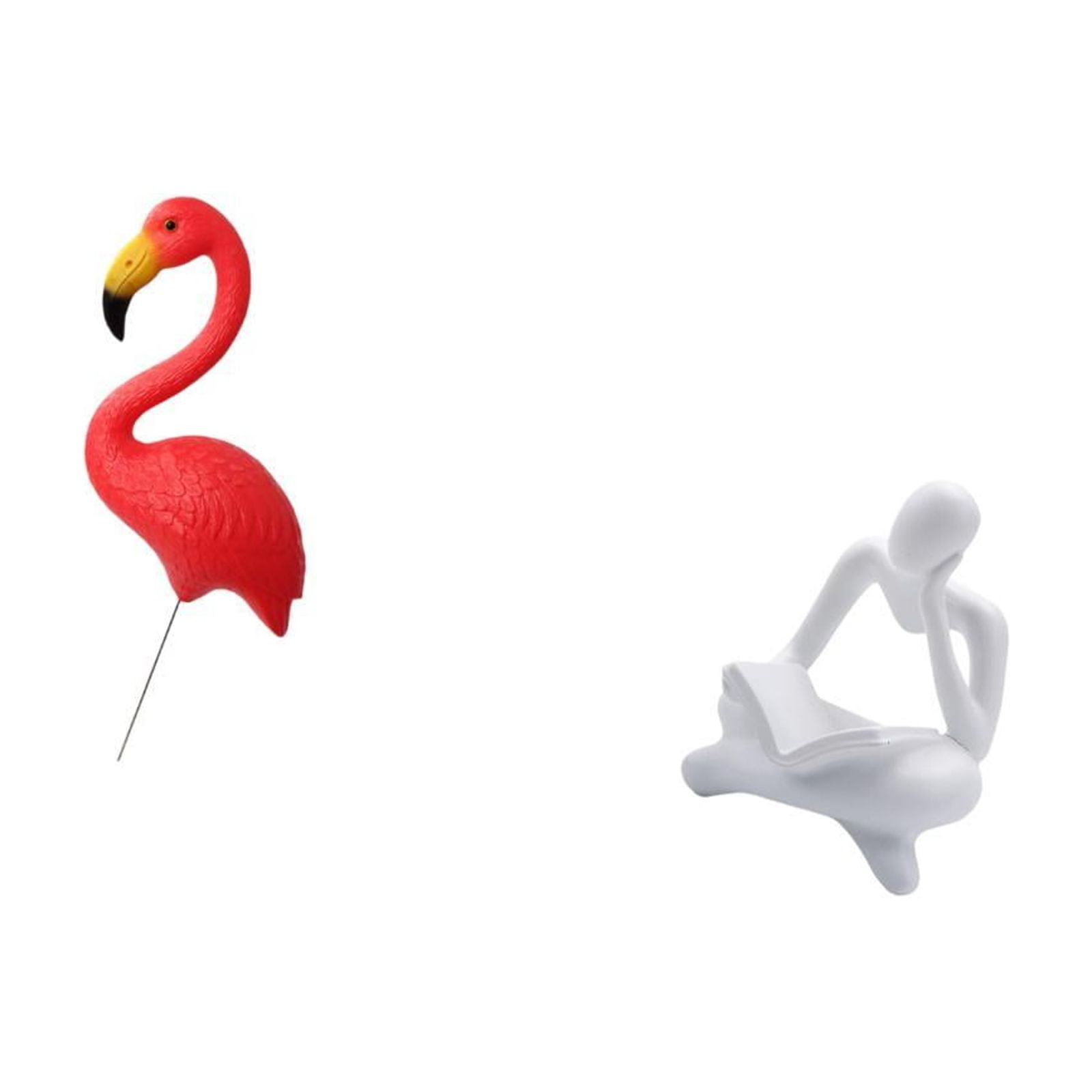 Miulika Flamingo Fairy Garden Sculpture Ornament for Holiday Spring Abstract Thinker Statue Decoration for Tabletop Living Room Shelf Office Bookshelf Yard Art