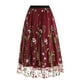 thumbnail image 2 of Gibobby faldas largas de mujer casuales Falda bordada a la moda para mujer, falda corta holgada con cintura elástica y bolsillo en forma de A(Rojo, XL), 2 of 5