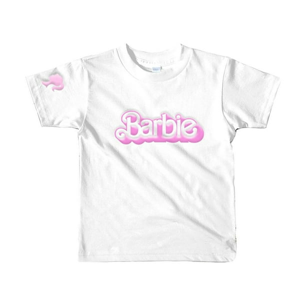 Playera Barbie con diseño en 3D Blanca blanco S Generico Playera Barbie Logo Blanca