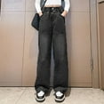 thumbnail image 2 of Zshosam Wide Leg Jeans for Girls Baggy Jeans for Girls Wide Leg Ripped High Elastic Waisted Denim Pants Cute Summer Trousers Streetwear Size 5T 6T,(Black 5-6 Years), 2 of 8