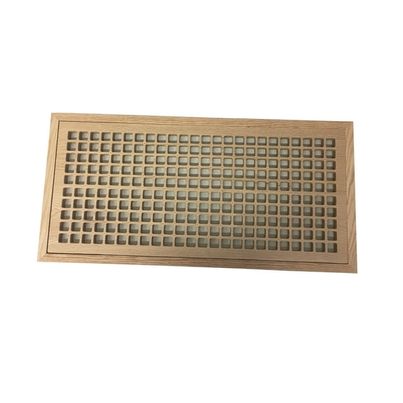 10 Inch x 24 Inch White Oak Hardwood Vent Floor Register Flush Mount, Eggcrate Style, Unfinished
