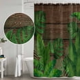 thumbnail image 5 of 66x72 Inch Shower Curtains for Bathroom, Tropical Leaves Bath Curtain Decor, Summer Botanical Monstera Leaf Wooden Brown Waterproof Restroom Curtains Shower Set Accessories with 12 Hooks 66 Inch, 5 of 7