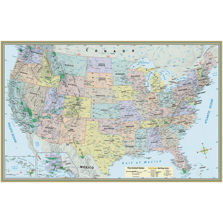 US MAP LAMINATED POSTER 50 X 32 (Best Us Map Imus)