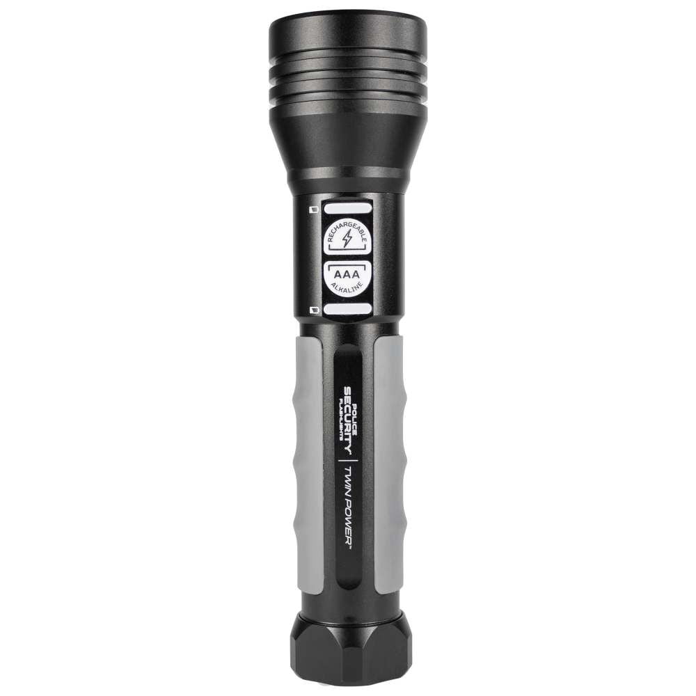 Police Security Twin Power 600 lm Black LED Flashlight AAA Battery