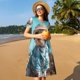 thumbnail image 4 of Easygdp Stylish Dog in Denim Outfit para Vestido Transpirable de Mujer, Vestido Suelto de Manga Corta con Pliegues y Bolsillos para el Verano, 4 of 6