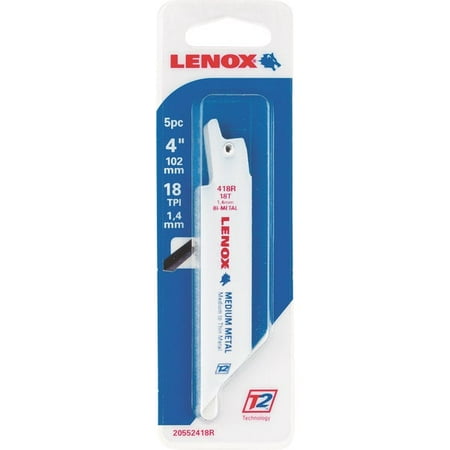 

Lenox 20552418R 4 18 TPI Metal Reciprocating Blades 5 Count