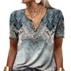 thumbnail image 3 of Camisa Personalizada para Mujer Cuello en V Manga Corta Estampado Floral Jersey Top con Botones Camiseta con Cuello de Botón para Mujer ANGGREK Otros, 3 of 5