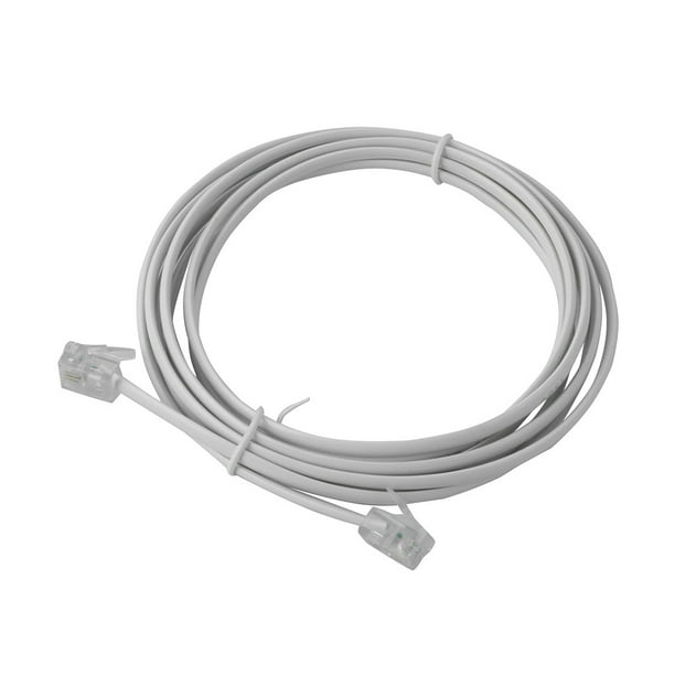 White 6P2C RJ11 Male to Male Plug Telephone Line Cable Wire 2M 78.7
