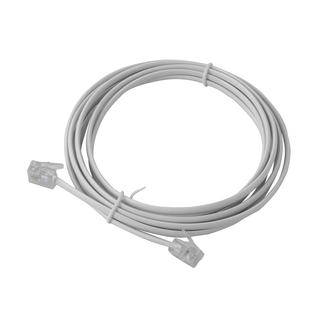 Cable de Extensión de Teléfono Módulo RJ11 a RJ11 Claro de 2 Metros 6.56Ft