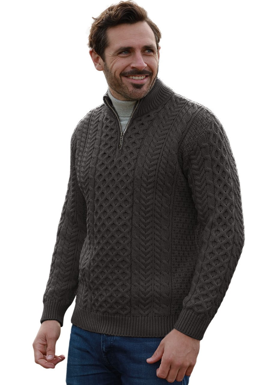 wool quarter zip sweater mens