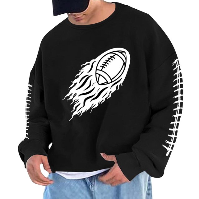 Sudadera sin capucha para hombre, cuello redondo, sudadera deportiva con estampado de fútbol, jersey de manga larga, blusa de poliéster para hombre