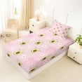 thumbnail image 4 of jejeloiu Cute Cartoon Avocado Twin Sheet Sets,Pink Bowknot Flower Bedding For Girls Kids 3-Piece, 4 of 6