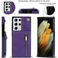 thumbnail image 3 of Crossbody Case for Samsung Galaxy S21 Ultra 5G Case with Card Holder,Galaxy S21 Ultra Wallet Case for Women Girl PU Leather Lanyard Strap Magnetic Clasp Kickstand ID Credit Card 6.8",Purple, 3 of 17
