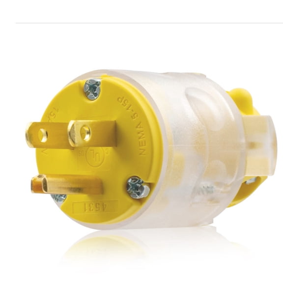 Lighted 15 Amp 125 Volt NEMA 5-15R 2 Pole 3 Wire Grounding Straight Blade Electrical Plug Replacement Cord Outlet (US)
