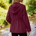 thumbnail image 6 of TEAJOPSUU Women's Zip Up Jackets with Flap Pockets Waterproof Collared Drawstring Waist Long Sleeve Jackets Outdoor Casual Hiking Daily Coats Burgundy, 6 of 6
