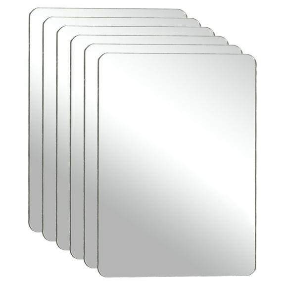 Uxcell 6Pcs Shatter Proof Acrylic Mirror, 1.Uxcell 6x1.2" Rectangle Round Corner Mirror(Self Adhesive, Safety, Shatterproof) Suited to Bathroom Science Home Gym Wall Decor