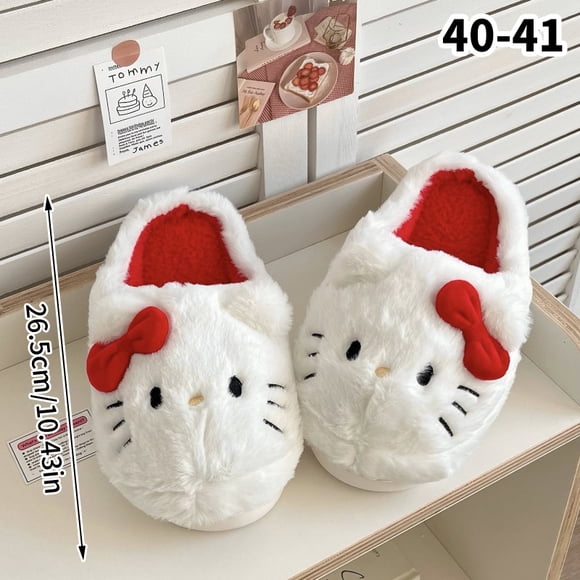 Sanrio Plush Slippers Hello Kittys Kawaii Cute Student Autumn Winter Bedroom Soft Padded Plush Bedroom Aldult Shoes Girls Xmas tzw