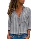 thumbnail image 1 of Camisa casual de rayas de manga larga para mujer Camisa de manga larga con cuello en V, 1 of 6