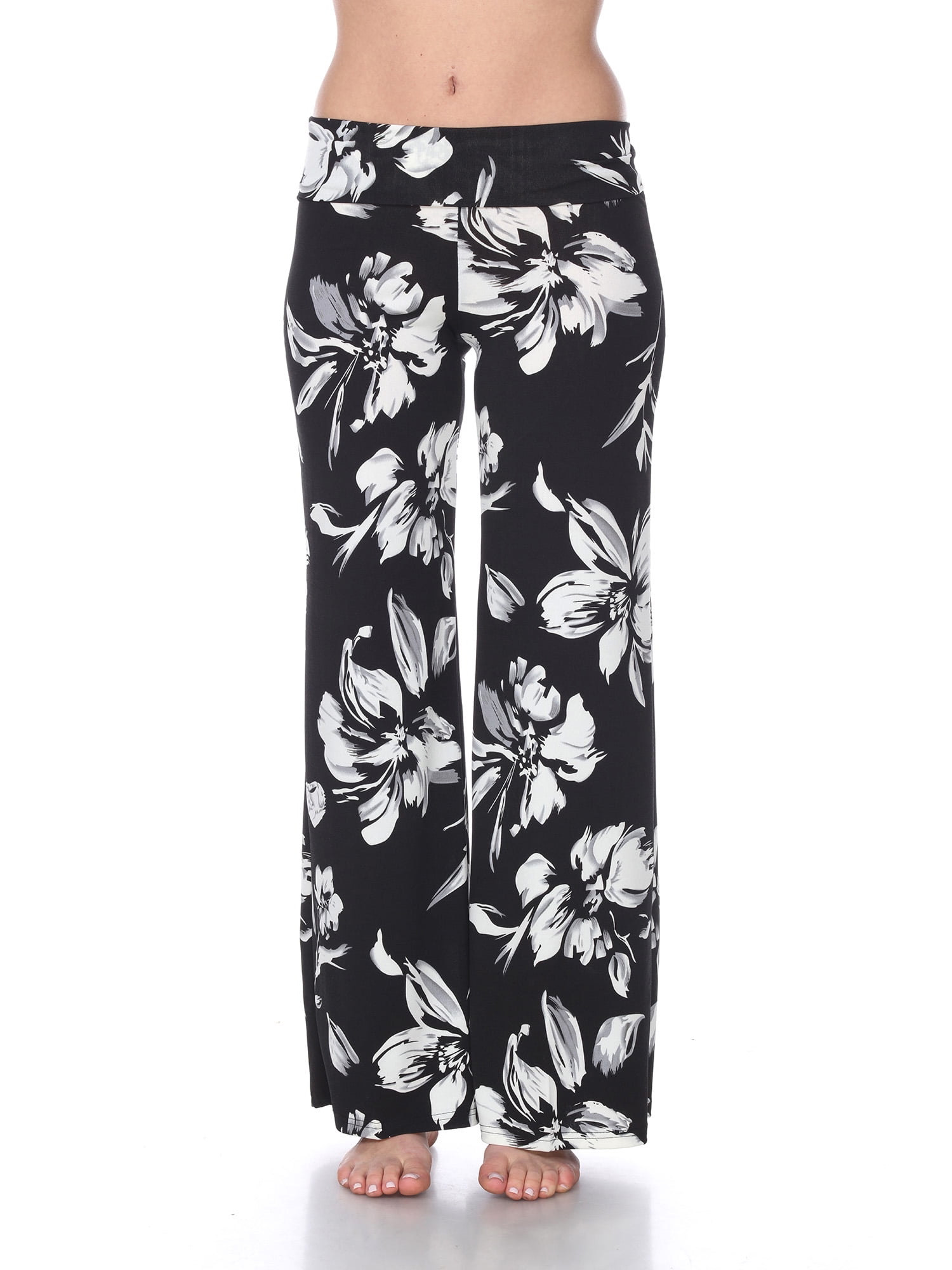 White Mark Women's Hawaiian Flower Palazzo Pants