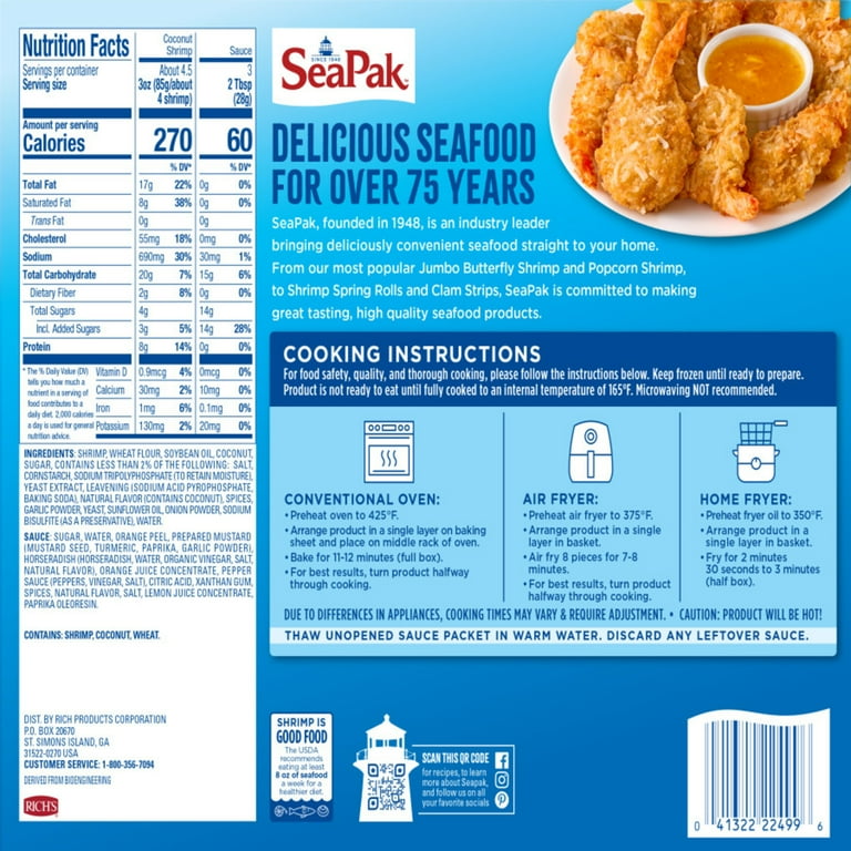 SeaPak Jumbo Coconut Shrimp with Orange Marmalade Sauce 16 oz