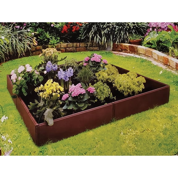 Emsco Group Raised Garden Bed Boards - Outdoor Planter - 4' x 4', Brown — Residential Use, Standard Application