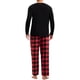 thumbnail image 3 of INSPIRAR CHIC Pijama de Dos Piezas para Hombre de Manga Larga en Color Sólido con Patrón de Cuadros Negro Rojo, 3 of 5
