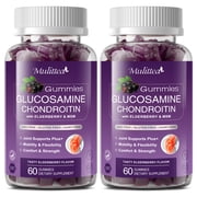 (2 Pack) Mulittea Glucosamine Chondroitin Gummies with MSM & Elderberry for Mobility & Flexibility, Joint Support, Dietary Supplement for Adults, 120 Gummies