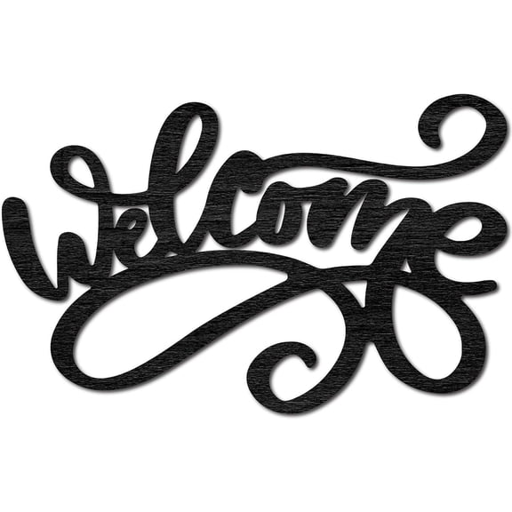 Wood Word Cutout Sign Welcome Laser Cut Wood Signs Wall Sculpture Hanging Decoration DIY Black Words Sculptures Signs for Farmhouse Kitchen Living Room Wall Art Ornaments 7.4x12Inch Colorful DIY