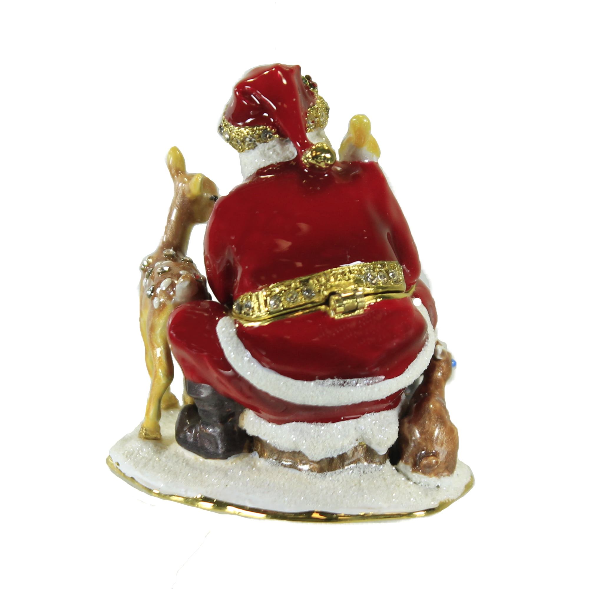 Hinged Trinket Box Santa With Animals Box Metal Christmas Bag Presents 3758 
