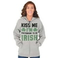 thumbnail image 4 of Funny Kiss Me I'm Irish St Patricks Zip Up Hoodie Men's Women's Brisco Brands S, 4 of 6
