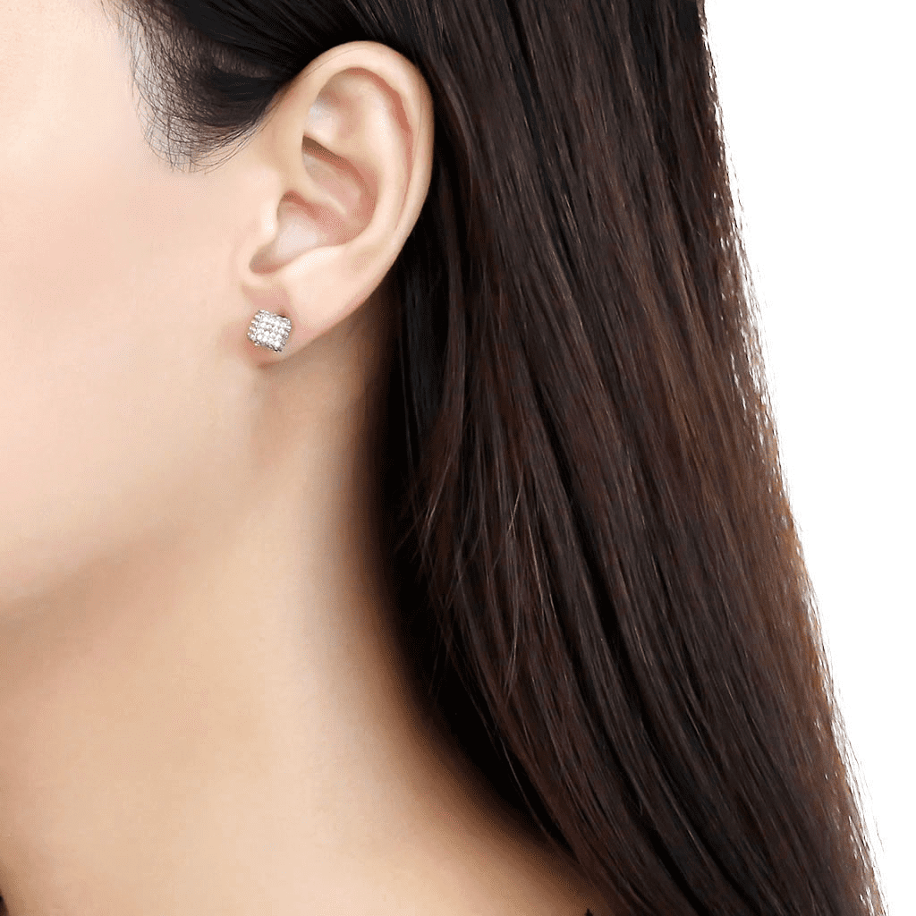 Women's Stainless Steel High polished Cubic Fashion CZ Clear Earrings