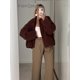 thumbnail image 5 of Chaqueta Retro de lana de cordero con una hilera de botones para mujer, abrigos Vintage de manga larga de gran tamaño con cuello redondo, ropa de calle alta elegante para mujer 2024, 5 of 5