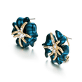 thumbnail image 6 of Yoursfs Blue Flower Stud Earrings Rose Gold Plated Enamel Crystal Floral Earrings for Women Pierced Ears with Omega Closure Clasp Jewelry, 6 of 8