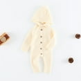 thumbnail image 6 of FYEGRE Wool Knitted Baby Bodysuit with Ribbed Waistband and Hooded Crawling Outfit for Boys and Girls 0-24 Months Beige 3-6 Months, 6 of 9