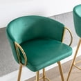 thumbnail image 5 of 30 Inch Set of 2 Bar Stools,with Chrome Footrest and Base Velvet + Golden Leg Simple Bar Stool,Green, 5 of 9