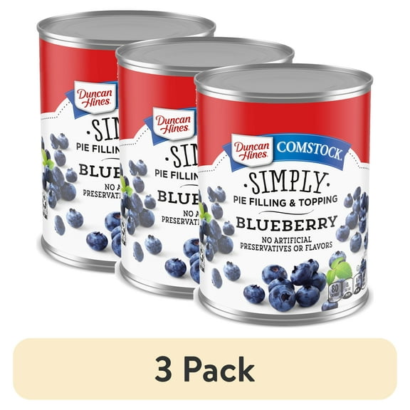 (3 pack) Duncan Hines Comstock Blueberry Pie Filling and Topping, 21 oz.