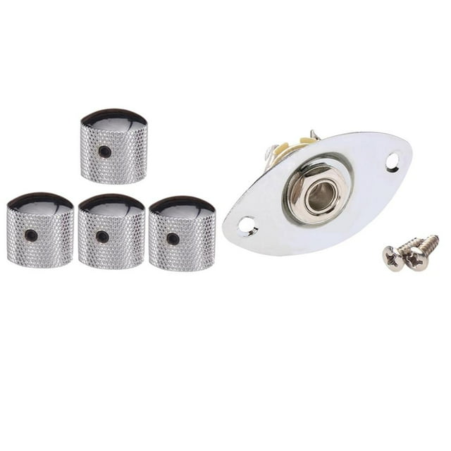 Yinanstore 4 Pack Guitar Speed Control Knobs With 6.35mm 1/4'' Oval Jack Socket For Electric Guitar Replacement