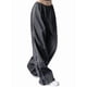 thumbnail image 3 of Pantalones de Paracaídas para Mujer, Pantalones Holgados de Pierna , Pantalones Deportivos con Cintura Elástica Y2K, Pantalones Deportivos, Ropa de Calle Gris Oscuro L, 3 of 9
